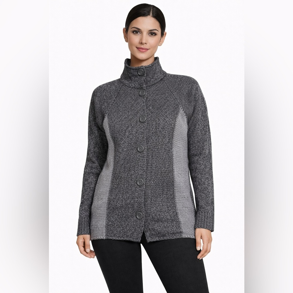 Elegant Black and Gray Women's Cardigan - Picture 11 of 12